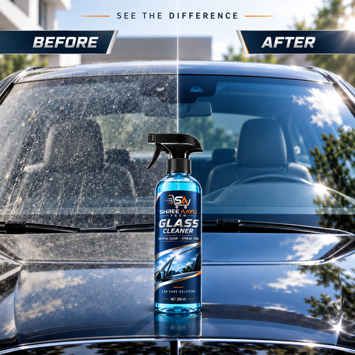Glass Cleaner 500ml before and after windshield result