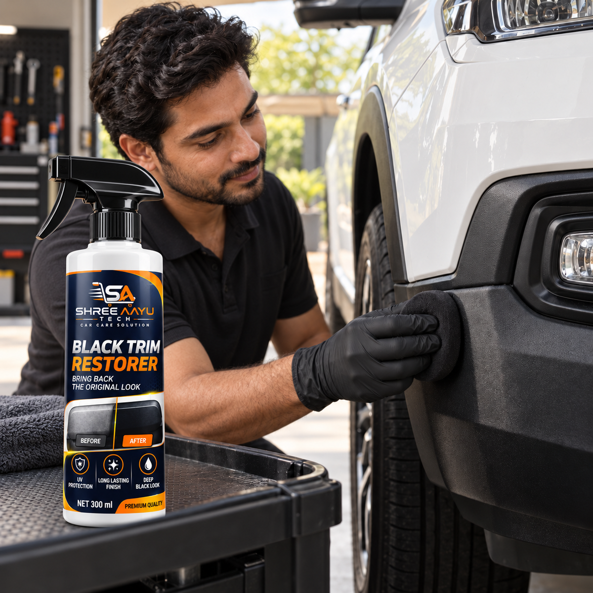 Black Trim Restorer 300ml lifestyle application