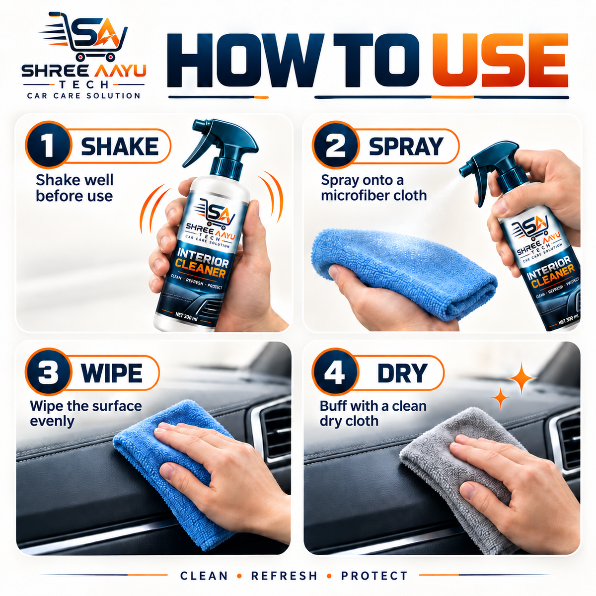 How to use Interior Cleaner 300ml